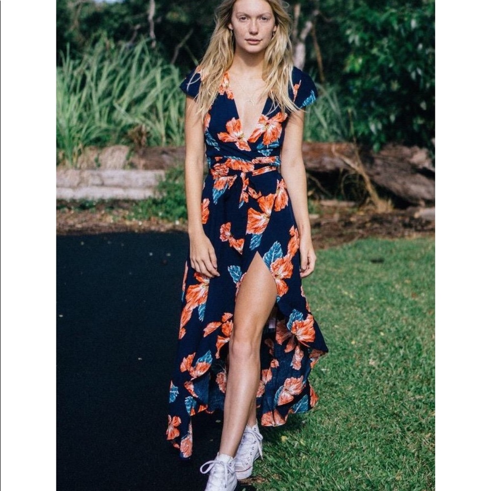 XIX palms wrap dress